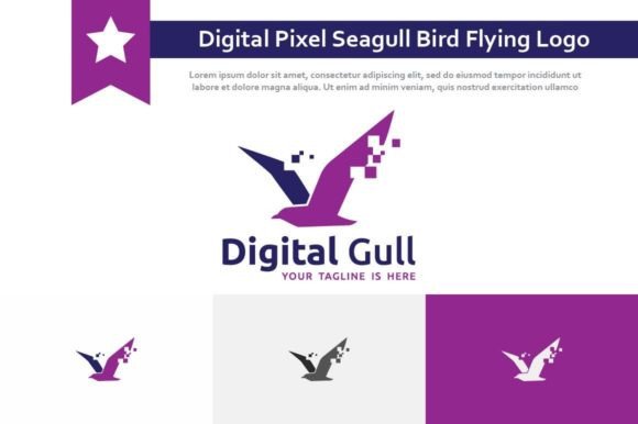 Digital Pixel Seagull Bird Flying Logo for Modern Brands
