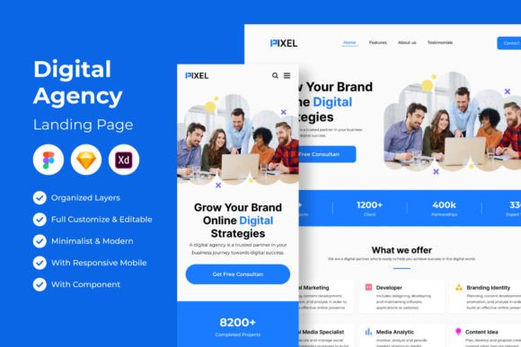 Pixel - Digital Agency Landing Page: Your Blueprint for Digital Impact