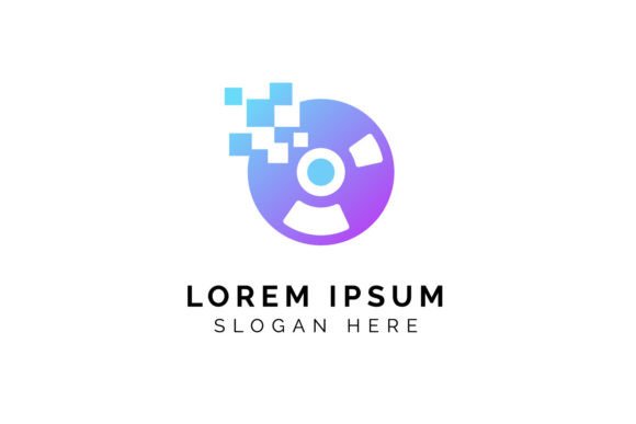 Pixel Vinyl Music Logo: A Modern Vinyl Disc Icon for Designers