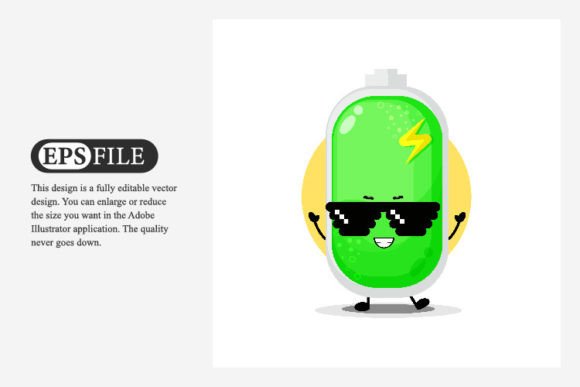 Unleash Playful Creativity with Cute Battery Wearing Pixel Glasses