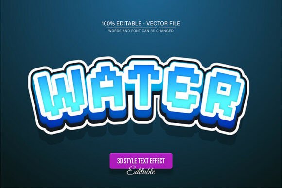 Water Blue Pixel 3D Text Effect: A Modern Design Asset
